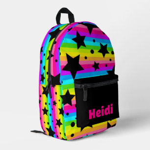 Kids Modern Bright Pink Rainbow Stars  Printed Backpack