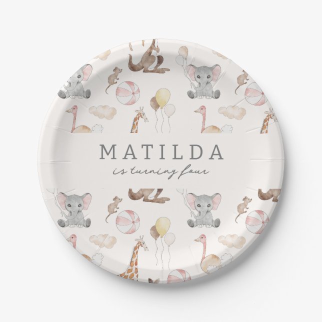 Kids' Modern Carnival Circus | Girls Birthday  Paper Plate (Front)