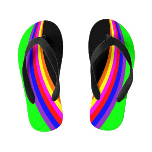 Kids Modern Geometric Rainbow Colour Stripe Patter Kid's Jandals