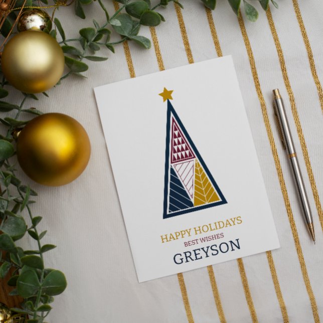 kids modern minimal geometric christmas  holiday card (kids christmas card , christmas tree , class friends christmas cards )