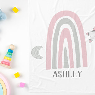 Kids Modern Rainbow Personalised Fleece Blanket