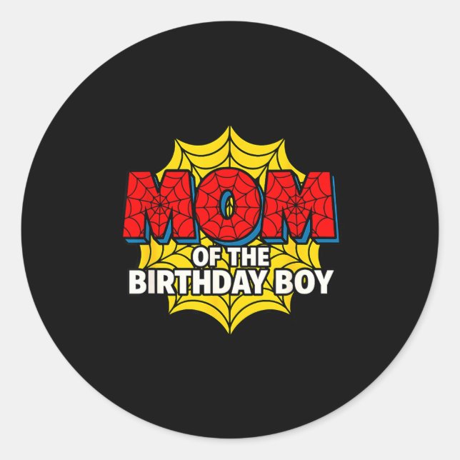 Kids Mom Of The Birthday Boy Sder Theme Party Matc Classic Round Sticker (Front)