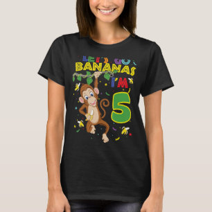 Kids Monkey 5th Birthday Zoo Let's Go Bananas I'm T-Shirt