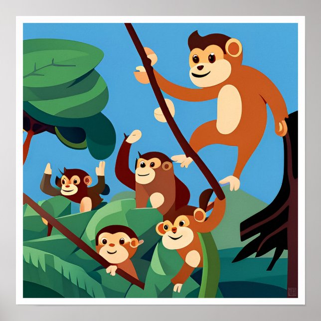 Kid's Monkeys Art Print (Front)
