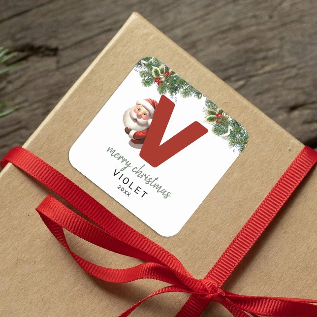Kids Monogram Christmas Square Sticker (Creator Uploaded)