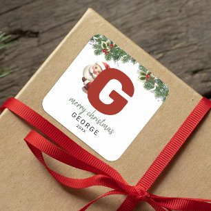 Kids Monogram Christmas Square Sticker