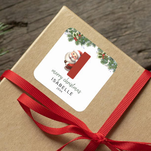 Kids Monogram Christmas Square Sticker