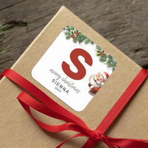 Kids Monogram Christmas Square Sticker