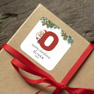 Kids Monogram Christmas Square Sticker