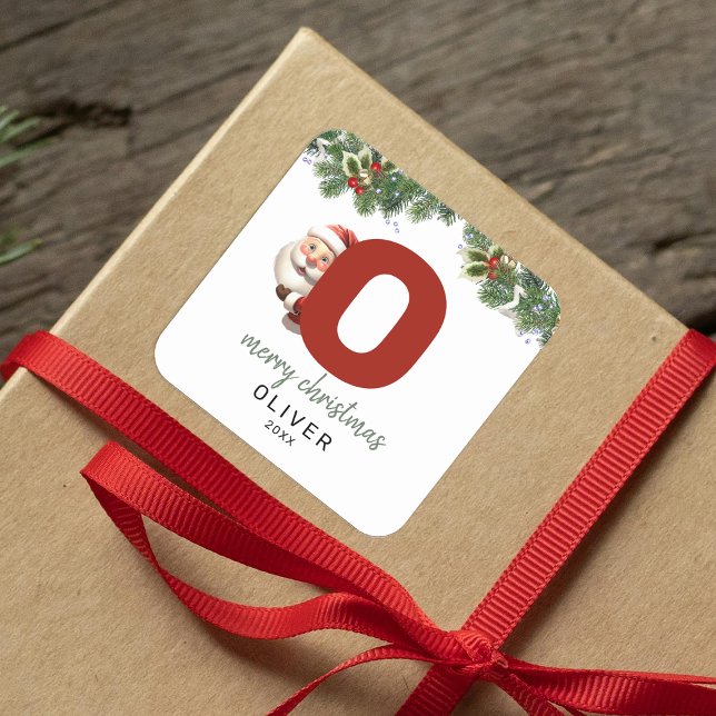 Kids Monogram Christmas Square Sticker (Creator Uploaded)