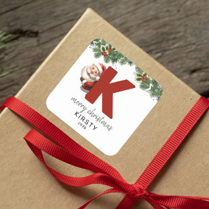 Kids Monogram Christmas Square Sticker