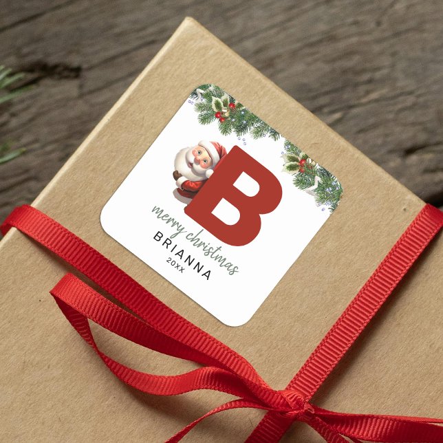 Kids Monogram Christmas  Square Sticker (Creator Uploaded)