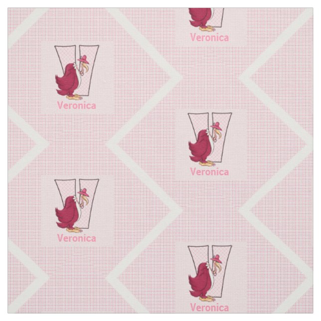 Kid's Monogrammed "V" Pink Vulture Fabric (Swatch)