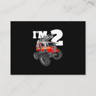 Kids Monster Fire Truck 2nd Birthday Boy 2 Toddler Business Card