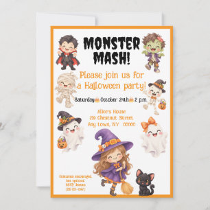 Kids Monster Mash Halloween Party Invitation