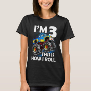 Kids Monster Truck 3rd Birthday 3 year Olds Birthd T-Shirt