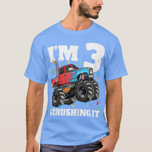 Kids Monster Truck 3rd Birthday Boy 3 Three Year O T-Shirt