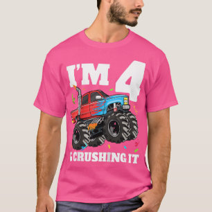 Kids Monster Truck 4th Birthday Boy 4 Four Year Ol T-Shirt
