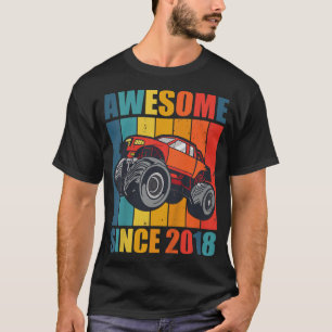 Kids Monster Truck 4th Birthday Boy Awesome Since T-Shirt