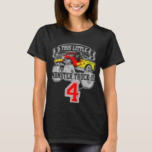 Kids Monster Truck 4th Birthday  This Little Monst T-Shirt