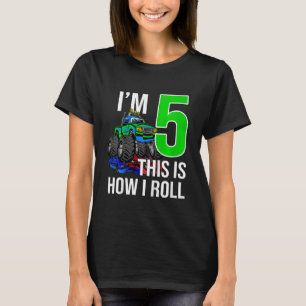 Kids Monster Truck 5th Birthday 5 year Old Birthda T-Shirt
