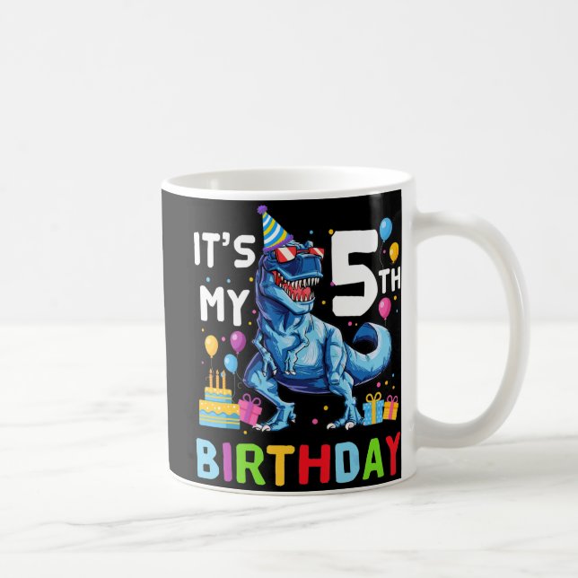 Kids Monster Truck 5th Birthday Boy 5 Five Year Ol Coffee Mug (Right)