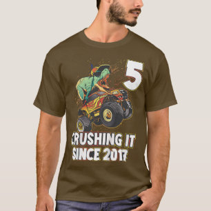 Kids monster truck 5th birthday shirt 5 crushing i