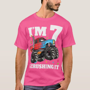 Kids Monster Truck 7th Birthday Boy 7 Seven Year O T-Shirt