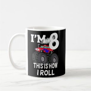 Kids Monster Truck 8th Birthday Birthday Coffee Mug