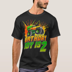 Kids Monster Truck Birthday Boy Is 2 Kids 2nd Birt T-Shirt