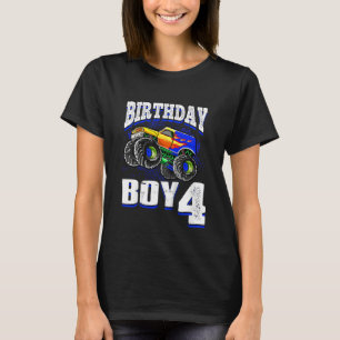 Kids Monster Truck Birthday Boy Is 4 Kids 4th Birt T-Shirt