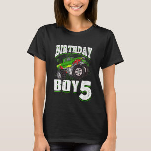 Kids Monster Truck Birthday Boy Is 5 Kids 5th Birt T-Shirt