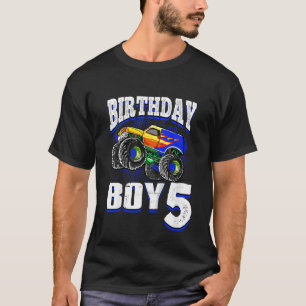 Kids Monster Truck Birthday Boy Is 5 Kids 5th Birt T-Shirt