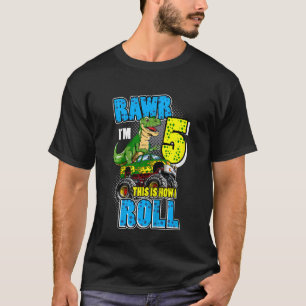 Kids Monster Truck Birthday For Boys Rex 5th Birth T-Shirt