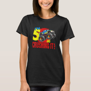 Kids Monster Truck Birthday  I'm Going To Crush 5  T-Shirt