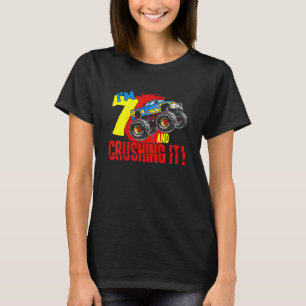 Kids Monster Truck Birthday  I'm Going To Crush 7  T-Shirt