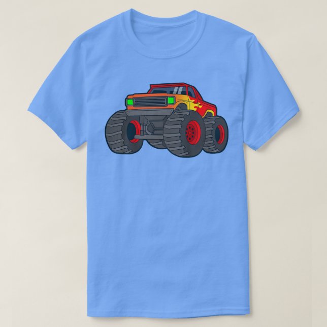 Kids Monster Truck Giant Vehicle Show Car Flames A T-Shirt (Design Front)