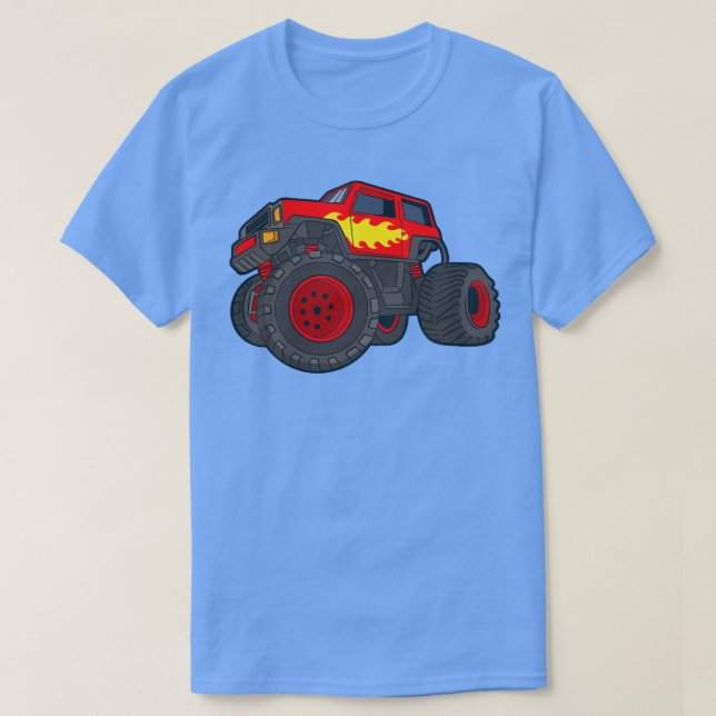 Kids Monster Truck Giant Vehicle Show Car Flames A T-Shirt (Design Front)