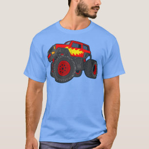 Kids Monster Truck Giant Vehicle Show Car Flames A T-Shirt