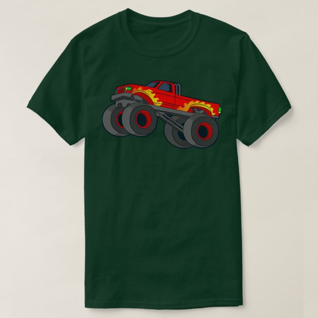 Kids Monster Truck Giant Vehicle Show Car Flames A T-Shirt (Design Front)