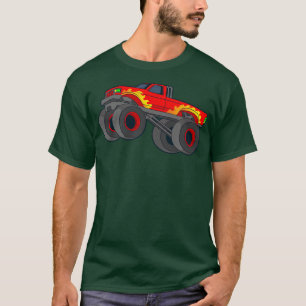 Kids Monster Truck Giant Vehicle Show Car Flames A T-Shirt