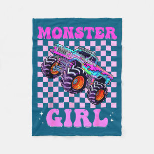Kids Monster Truck Girl Nk Monster Trucks Lover Mo Fleece Blanket