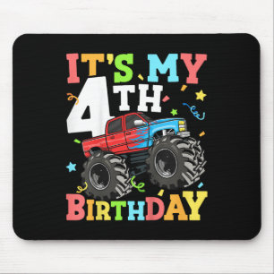 Kids Monster Truck Its My 4th Birthday Boy 4 Four Mouse Pad