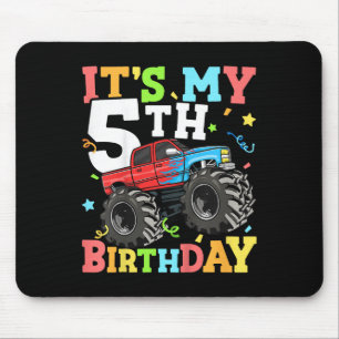 Kids Monster Truck Its My 5th Birthday Boy 5 Five Mouse Pad