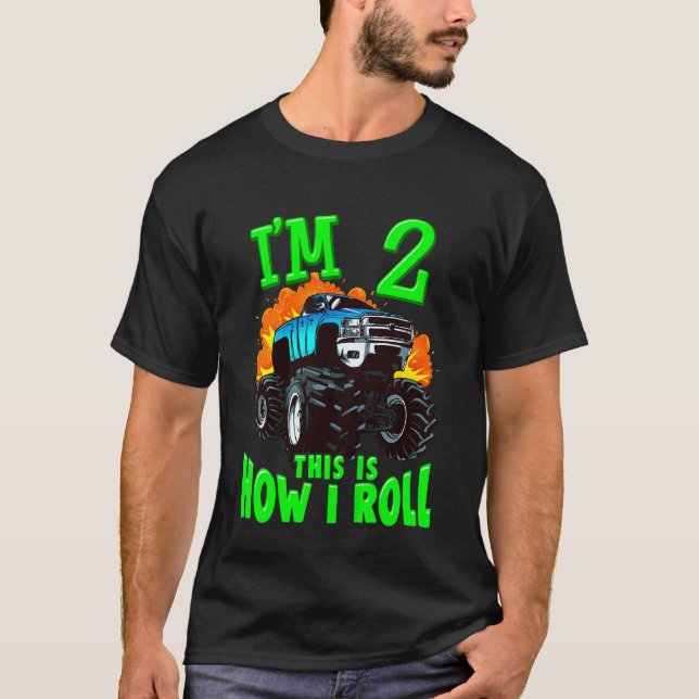 Kids Monster Truck Kids Girls Boys I'm 2 This Is H T-Shirt (Front)