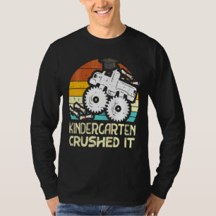 Kids Monster Truck Kindergarten Crushed It Graduat T-Shirt