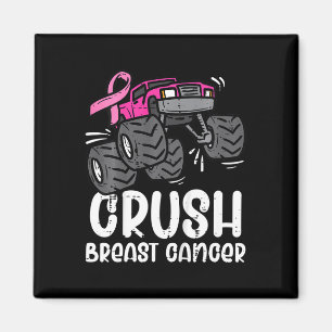 Kids Monster Truck Pink Breast Cancer Awareness Ki Magnet