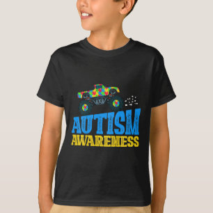 Kids Monster Truck Puzzle Piece Autism Awareness B T-Shirt