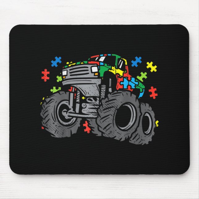 Kids Monster Truck Puzzles Cute Kids Autism Awaren Mouse Pad (Front)