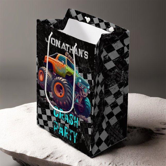 Kids Monster Truck Rally Birthday Party Medium Gift Bag (Creator Uploaded)